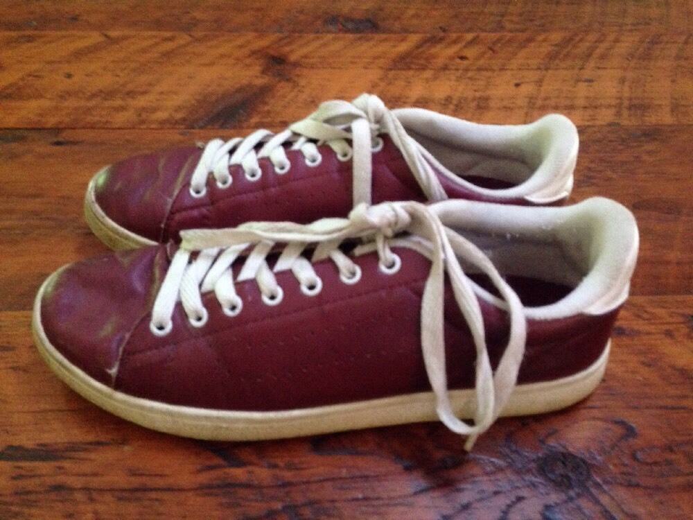 Vans Off The Wall Burgundy Leather White Walls Skater Shoes 11.5 46 10.5